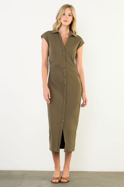 THML Sleeveless Ruched Maxi Dress