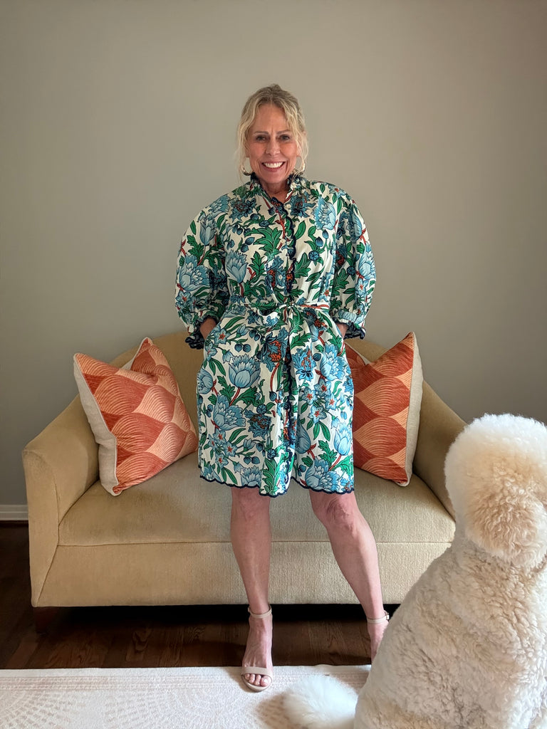 Uncle Frank Bordered Scalloped Shirt Dress