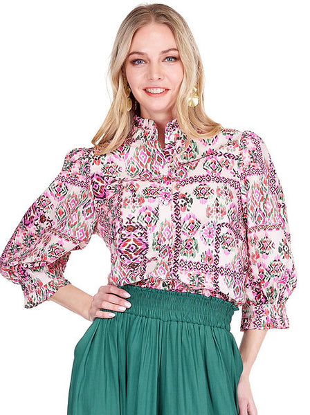 Joy Joy Woven Tapestry Blouse