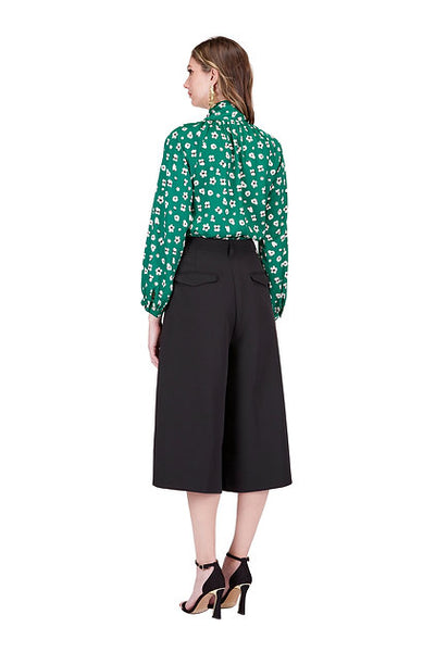 Jade Button Front Tie Neck Blouse
