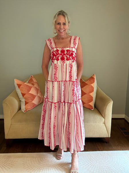 Sister Mary Rosa Tiered Embroidery Maxi Dress