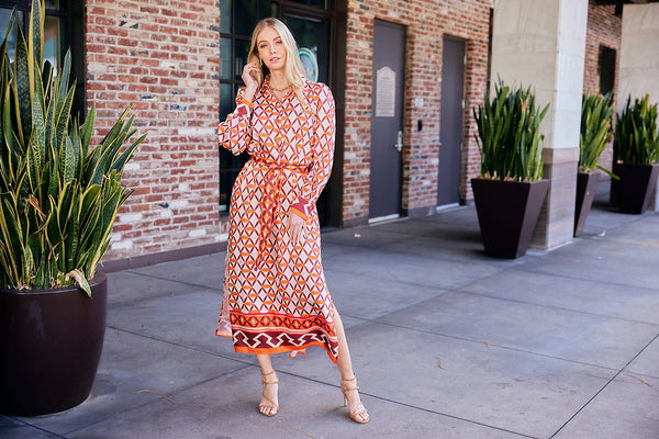 Jade Split Neck Collared Maxi