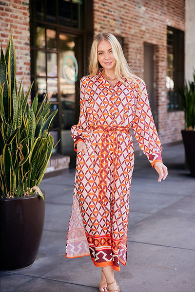 Jade Split Neck Collared Maxi