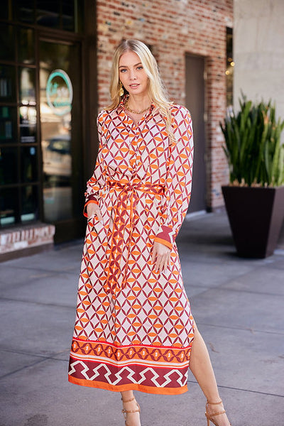 Jade Split Neck Collared Maxi