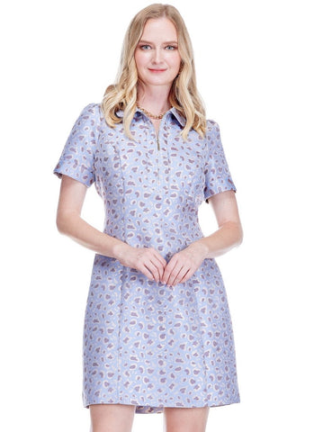 Jade Leopard Jacquard Front Zip Dress
