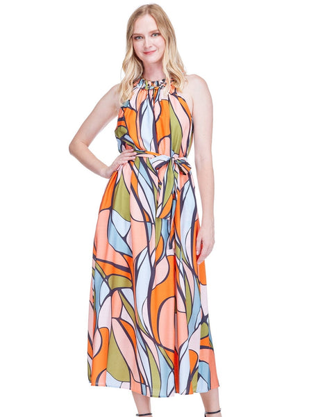Jade Stitched Neck Halter Dress