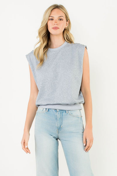 THML Sleeveless Sweatshirt With Shoulder Buttons