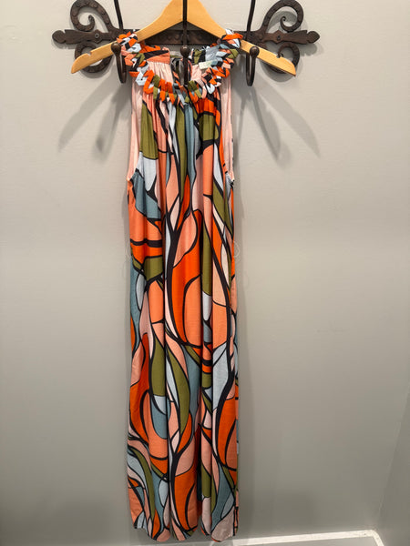 Jade Stitched Neck Halter Dress