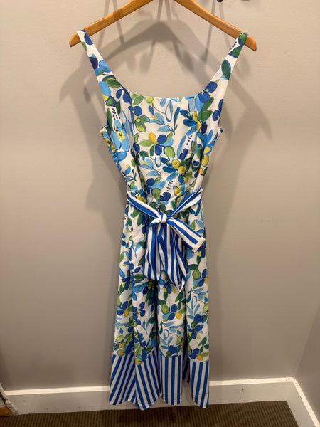 Joy Joy Stripe & Bloom U-Neck Fitted Dress
