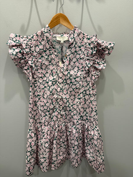 PINCH Floral Button Front Mini Dress