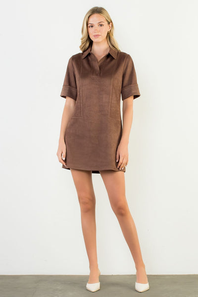 THML Collared Suede Dress