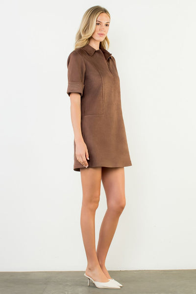 THML Collared Suede Dress