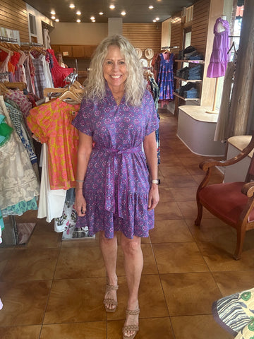 Uncle Frank Mock Kantha Stitched Floral Dress