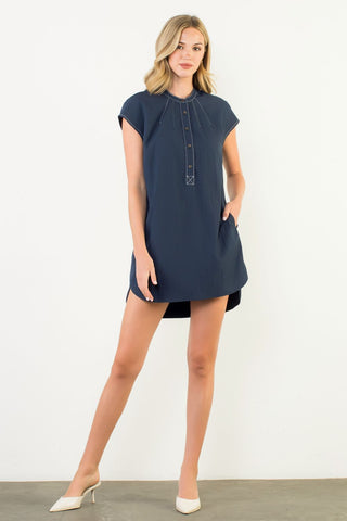 THML Cap Sleeve Stitched Pocket Dress