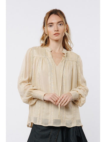Ciebon Metallic Long Sleeve Top