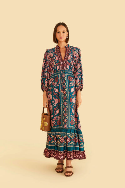 Farm Rio Seasheel Tapestry Maxi Dress