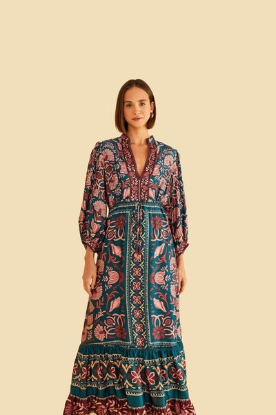 Farm Rio Seasheel Tapestry Maxi Dress