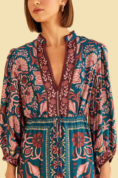 Farm Rio Seasheel Tapestry Maxi Dress