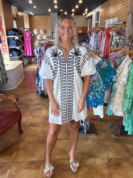 THML Puff Sleeve Embroidered Dress