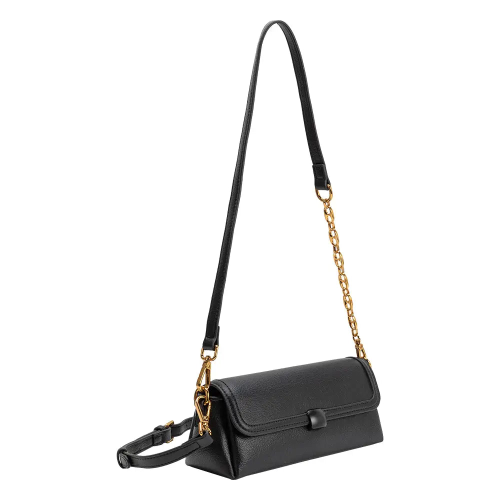 Melie Bianco Fancy Vegan Leather Clutch/Crossbody [black]