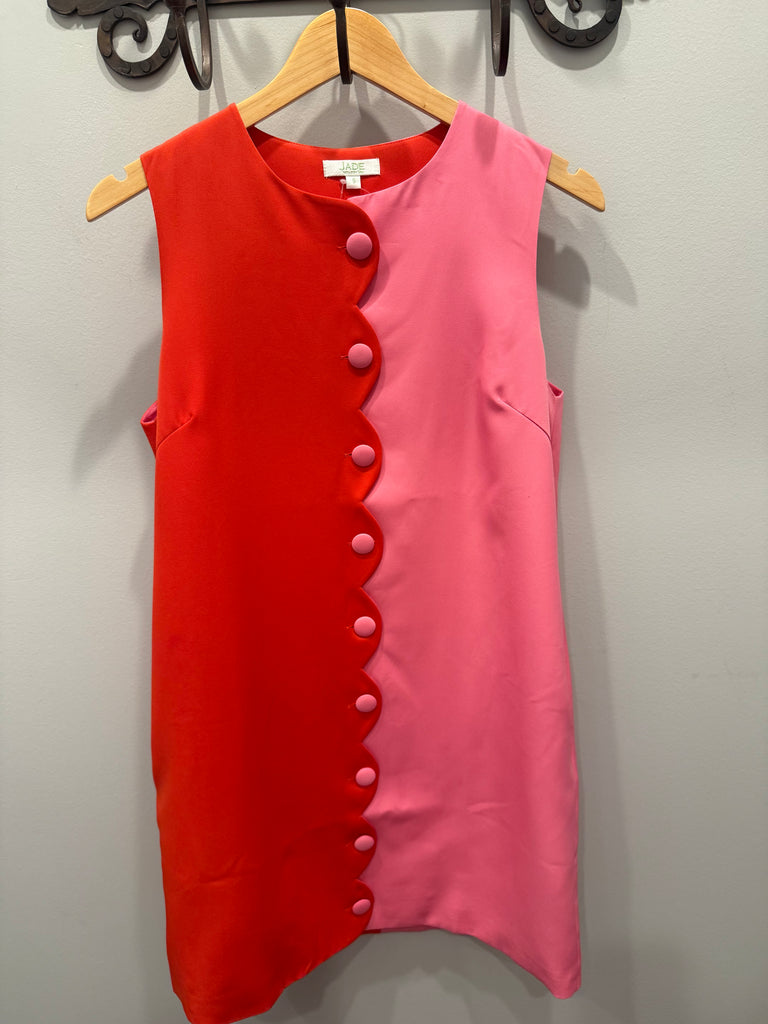 Jade Scalloped Color Blocked Dress