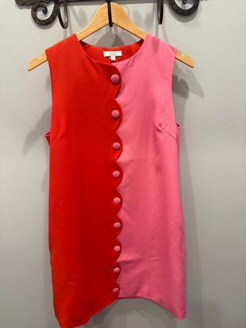 Jade Scalloped Color Blocked Dress