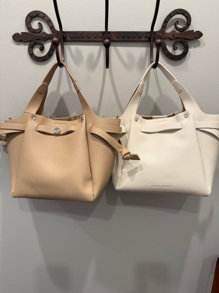 Melie Bianco Avril Vegan Leather Top Handle Handbag [nude]
