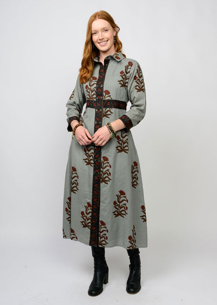 Uncle Frank Double Button Bordered Dress [grey]