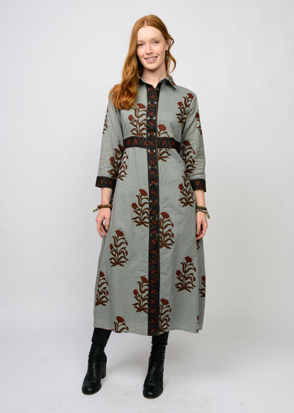 Uncle Frank Double Button Bordered Dress [grey]