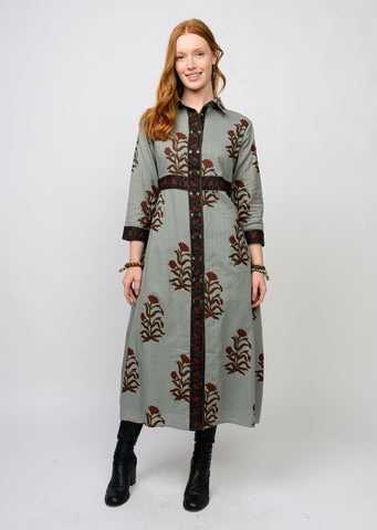 Uncle Frank Double Button Bordered Dress [grey]