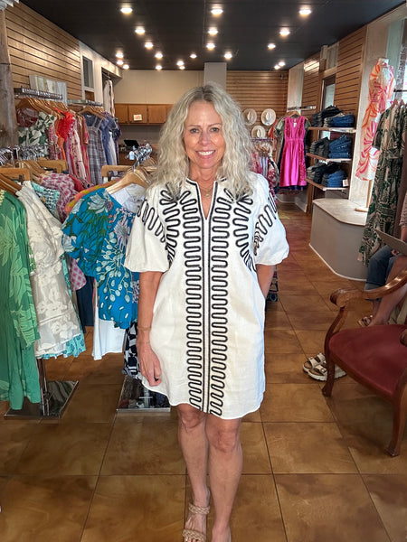 THML Puff Sleeve Embroidered Dress
