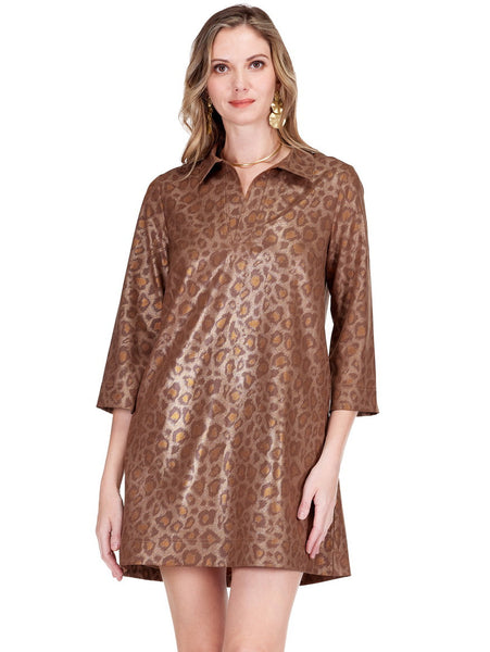 Jade Golden Leopard Placket Dress