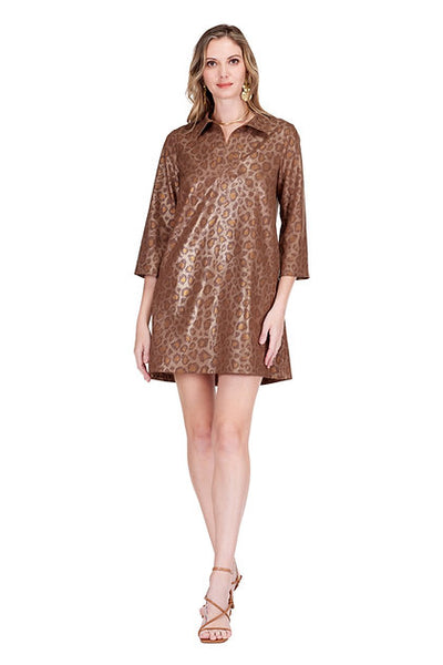Jade Golden Leopard Placket Dress