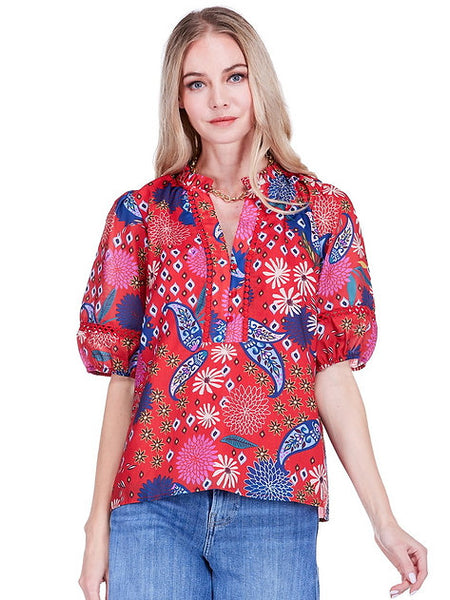 Joy Joy Firework Lace Trim Top