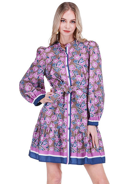 Joy Joy Ruffle Hem Rosewood Dress