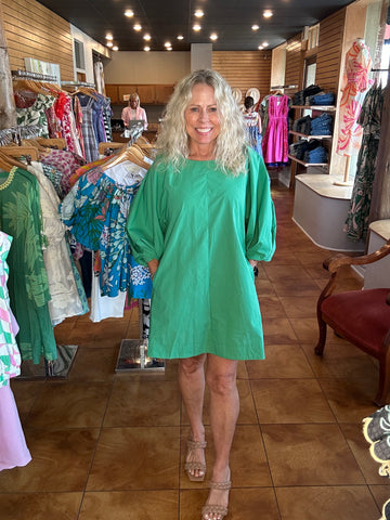 Joy Joy Pleated Puff Sleeve Dress