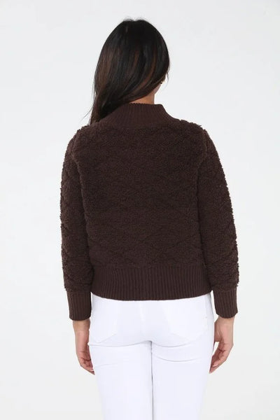 Rain + Rose Textured Zip Front Cardigan