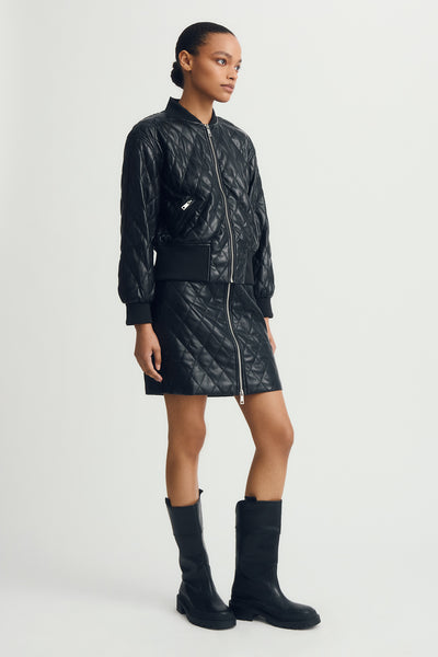 Melissa Nepton Pia Quilted Vegan Leather Bomber Jacket