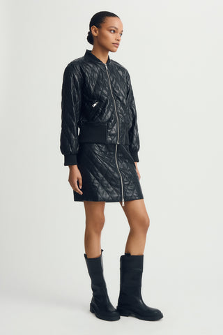 Melissa Nepton Pia Quilted Vegan Leather Bomber Jacket