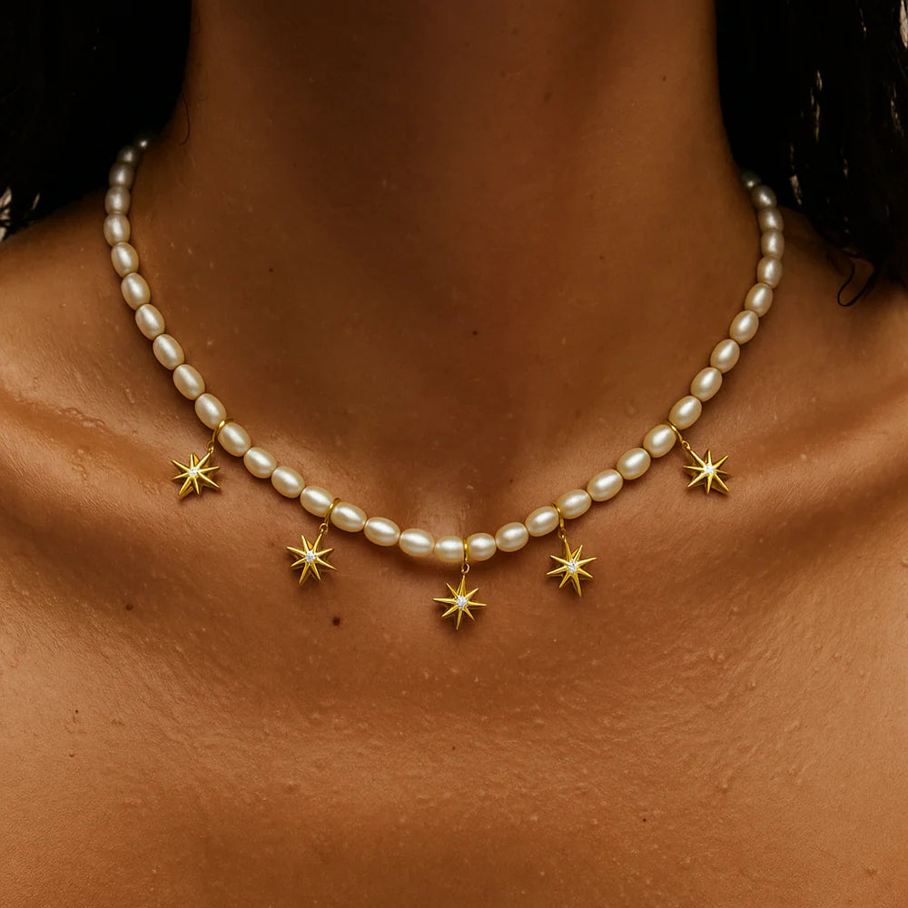 Ellie Vail Jett North Star Pearl Choker Necklace