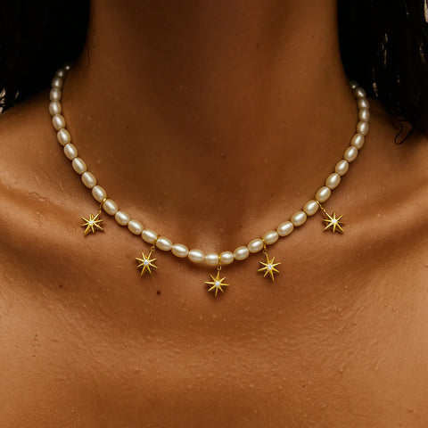Ellie Vail Jett North Star Pearl Choker Necklace