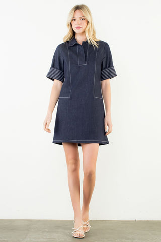 THML Short Sleeve Collared Dress