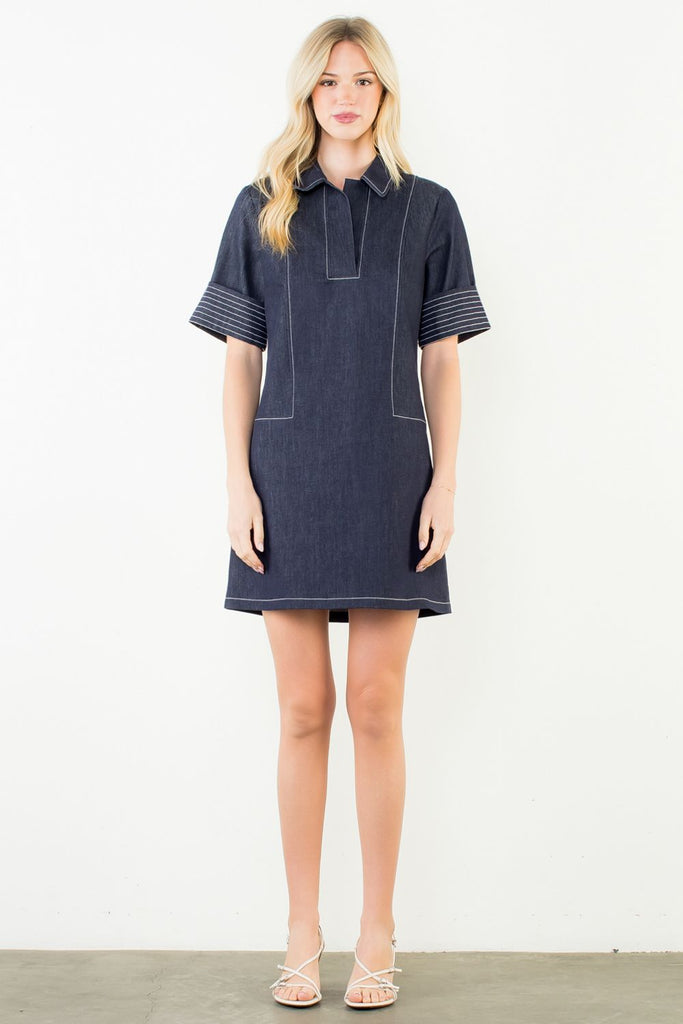 THML Short Sleeve Collared Dress