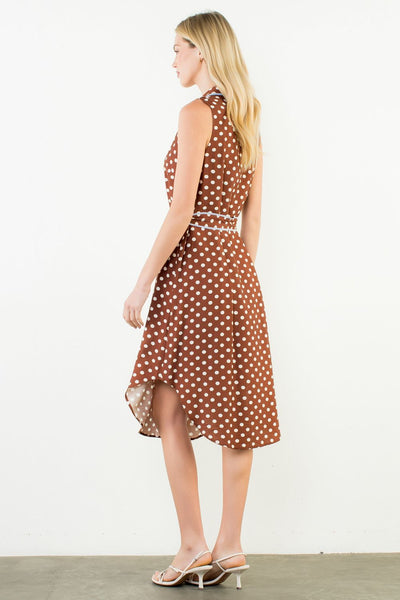 THML Sleeveless Polka Dot Button Up Dress