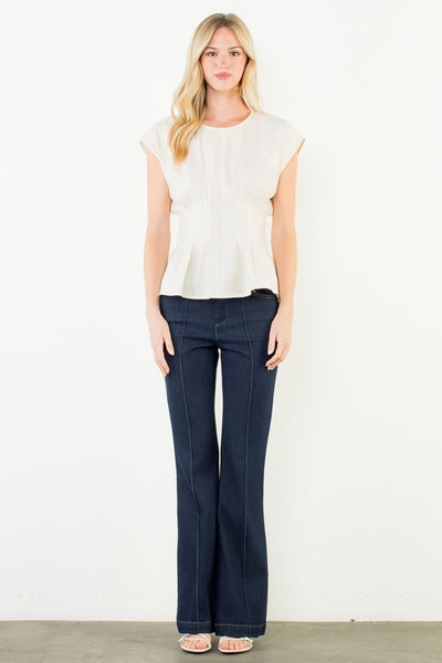 THML Short Sleeve Pleated Top