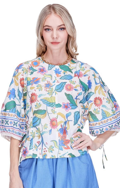 Joy Joy Festival Floral Gored Top
