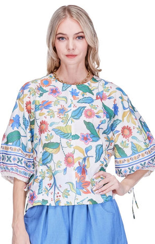 Joy Joy Festival Floral Gored Top