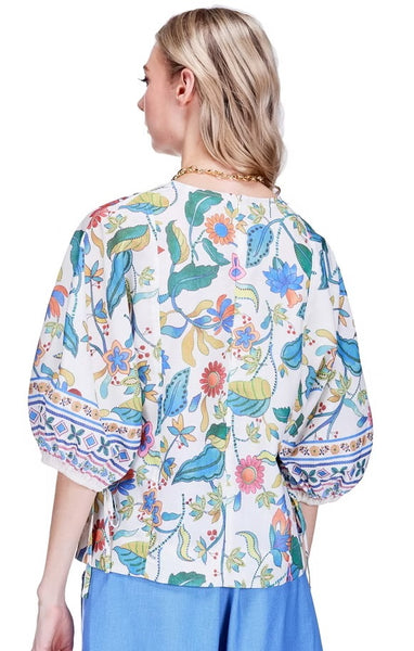 Joy Joy Festival Floral Gored Top