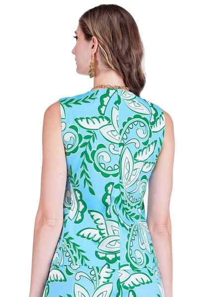 Jade Green Paisley Button Front Vest