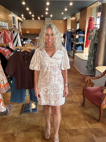 Ciebon Printed Mini Dress With Piping